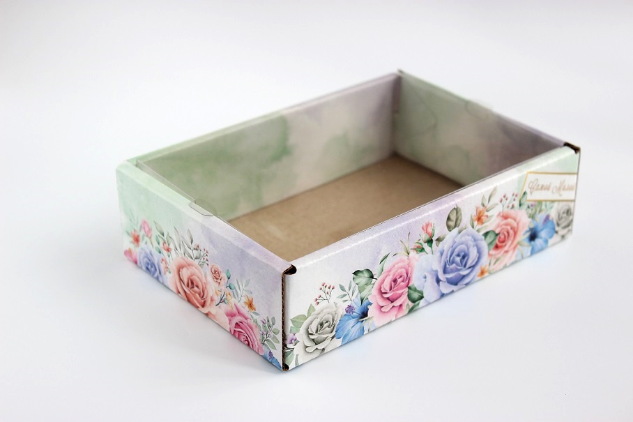 Коробка с прозрачной крышкой Цветы