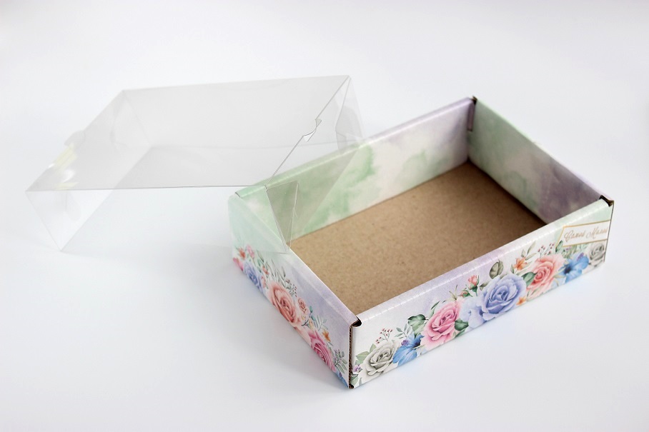 Коробка с прозрачной крышкой Цветы