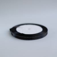 Лента атласная с серебряным люрексом черная, 6 мм (20м)