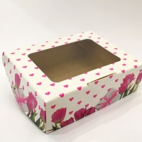 Коробка с окошком Тюльпаны с сердечками (малая)