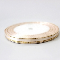 Лента атласная с золотым люрексом белая, 6 мм (20м)