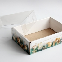 Коробка с прозрачной крышкой Золотые шары