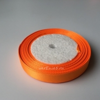 Лента атласная, оранжевый неон , 12 мм (20м)